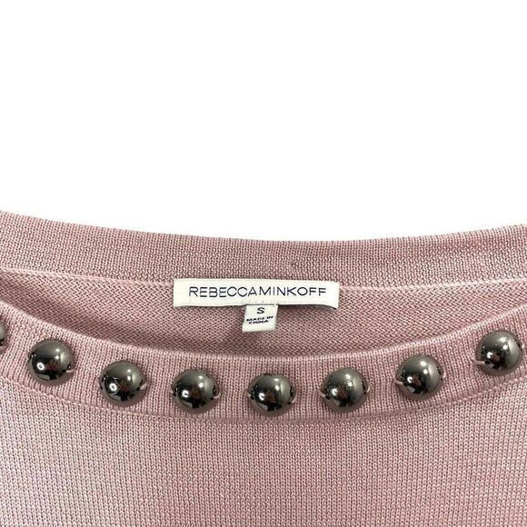 Rebecca Minkoff wool silk cashmere blend beaded‎ embellished sweater Size S pink - Picture 4 of 7